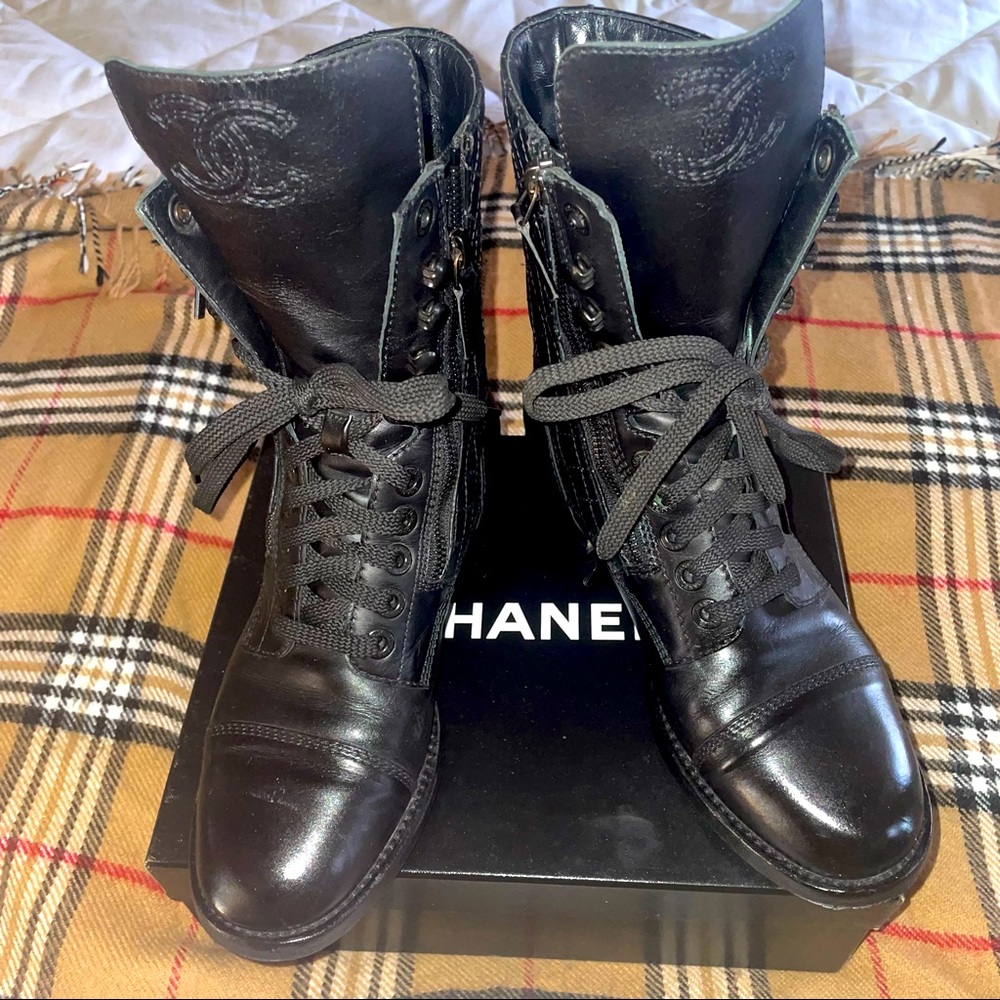 Authentic Chanel Vintage Combat Boots